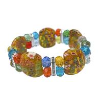 HXSCOO Pulsera de Mujer Hecha a Mano con cordón elástico DIY - Joyería de Cuentas de Cristal de Flores Coloridas(Yellow)