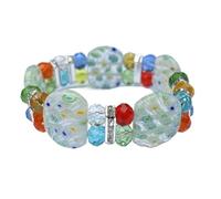 HXSCOO Pulsera de Mujer Hecha a Mano con cordón elástico DIY - Joyería de Cuentas de Cristal de Flores Coloridas(Green)