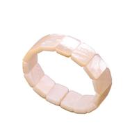 HXSCOO Pulsera elástica Cuadrada con Cuentas de Concha de abulón for Mujer, Pulsera elástica Bohemia, Amistad for Adolescentes, Regalos de joyería for Boda y cumpleaños (Color : White Shell)