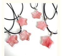 HXSCOO Tendencia Piedra Natural hexágono Cristal Cuarzo Rosa ópalo Estrella Colgante Collar for Mujer fluorita lapislázuli Bala péndulo joyería Regalo (Color : Watermelon Red)