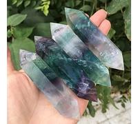HXSCOO Torre de Cristal de fluorita Punto Doble Piedra de curación de Prisma Hexagonal de Punto de Varita de Cristal de Cuarzo de fluorita Natural (Size : 1pcs)