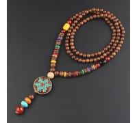 HXSCOO Vintage Nepal Largo Budista Mala Colgante de Cuentas de Madera & Collar Étnico Bohemio Boho Buda Joyería de la Suerte for Mujeres Hombres (Color : Style2)