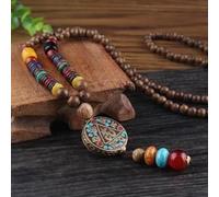 HXSCOO Vintage Nepal Largo Budista Mala Colgante de Cuentas de Madera & Collar Étnico Bohemio Boho Buda Joyería de la Suerte for Mujeres Hombres (Color : Style11-01)