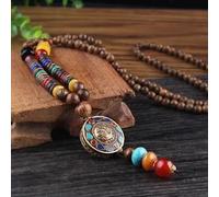 HXSCOO Vintage Nepal Largo Budista Mala Colgante de Cuentas de Madera & Collar Étnico Bohemio Boho Buda Joyería de la Suerte for Mujeres Hombres (Color : Style8)