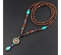 HXSCOO Vintage Nepal Largo Budista Mala Colgante de Cuentas de Madera & Collar Étnico Bohemio Boho Buda Joyería de la Suerte for Mujeres Hombres (Color : Style4)
