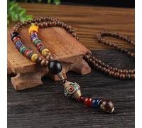 HXSCOO Vintage Nepal Largo Budista Mala Colgante de Cuentas de Madera & Collar Étnico Bohemio Boho Buda Joyería de la Suerte for Mujeres Hombres (Color : Style11)
