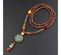 HXSCOO Vintage Nepal Largo Budista Mala Colgante de Cuentas de Madera & Collar Étnico Bohemio Boho Buda Joyería de la Suerte for Mujeres Hombres (Color : Style3)