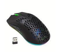 HXSJ Ratón Óptico Inalámbrico 2.4G Recargable con Iluminación RGB, Ratón Gaming USB Plug and Play Adecuado para Computadoras de Escritorio y Portátiles