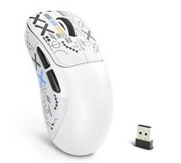 HXSJ T700 Ratón Inalámbrico Ultraligero para Juegos, Ergonómico para Diestros, Wireless BT/2.4G/USB Cable Mice con Grip Tape, Sensor óptico de 10000 DPI, Batería de 500 mAh, Controlador Web - Blanco