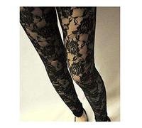 HXSZWJJ 1 polainas de encaje para verano, delgadas, con encaje completo, hasta el tobillo, pierna floral, ahuecada (color: negro, tamaño: talla única)