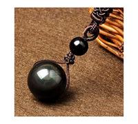 HXSZWJJ Transferencia de Collar de la Bola del Ojo Negro obsidiana Arco Iris de Piedra de la Suerte Natural Amor Budismo Colgante Neclaces for Las Mujeres de los Hombres Cuatro tamaños