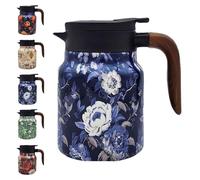 HXSZWJJ Vintage Floral Pattern Tea Pot - Built-In Infuser, 800ml/1000ml Tea Pot Wooden Handle, Tea Pot, 316 Stainless Steel Thermal Carafe with Lid for Hot Drinks(Purple,800ML)