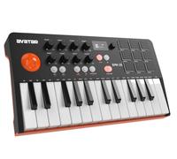 HXW Controlador de teclado MIDI Bluetooth de 25 teclas, con 9 almohadillas retroiluminadas, pantalla OLED, 8 perillas, software incluido