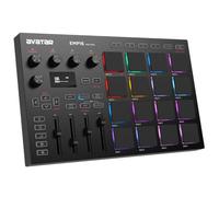 HXW EMP16 MIDI Pad Controller Beat Maker Machine con Bluetooth, 16 almohadillas RGB sensibles a la velocidad, 16 niveles, nivel completo/medio, pantalla OLED, entrada/salida MIDI