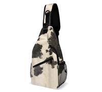 Hxwokrum Bolsa cruzada, bolsa de pecho con cabeza de calavera negra, bolsa bandolera para viajes, compras, deportes, Cuero vacuno vintage blanco y negro, 38x20cm