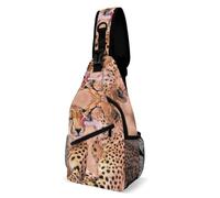 Hxwokrum Bolso cruzado, bolsa de pecho de gato negro, bolsa bandolera para viajes, compras, deportes, Pareja de guepardo, 38x20cm