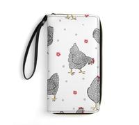 Hxwokrum Cartera de cuero, divertida cartera de calavera de esqueleto rock and roll, con cuerda, tamaño pequeño y gran capacidad, fácil de transportar, Bonito pollo, 19.7x10.5cm, Moderno