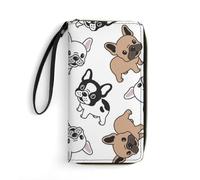Hxwokrum Cartera de cuero, una cría de pollos, con cuerda, tamaño pequeño y gran capacidad, fácil de transportar, Lindo bulldog francés, 19.7x10.5cm, Moderno