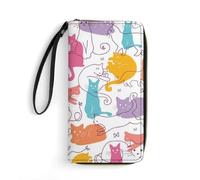 Hxwokrum Cartera de piel, cartera de mal de ojo, con cuerda, tamaño pequeño y gran capacidad, fácil de transportar, Thread Cat Cat, 19.7x10.5cm, Moderno
