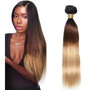 Hxxcoup 1B427 Ombre Blond Human Hair Bundle Straight Bundle Double Weft Brazilian Virgin Remy Hair Extensions Premium Cabello humano With Minimal Tangle And Smelling 18 Inch For Women
