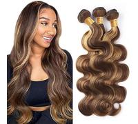 Hxxcoup 22 extensiones de pelo humano de 60 cm y 66 cm, paquetes de cabello humano ondulado, paquetes de pelo humano para sew P4/27, color rubio, extensiones de pelo humano para mujer, mínimo smell
