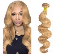 Hxxcoup 30 Inch Extension Humano Cabello Human Hair Bundles Body Wave Double Weft Weave #27 Honey Blonde Minimal Tangle Unprocessed Brasileñ Virgin Hair for Woman 100g/pc