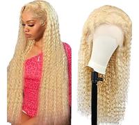 Hxxcoup 30 pulgadas rizado 13 x 1 peluca de pelo humano frontal #613 rubio claro 150 % densidad real sin procesar brasileño virgen humano para mujeres pre placked with hairline