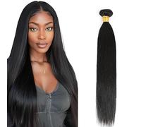 Hxxcoup 32 Inch Straight Bundles Human Hair Extension Tejiendo el pelo humano Double Weft Brazilian Remy Human Hair 1B Natural Black Minimal Tangle & Shedding For Women 100g/1pc