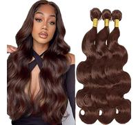 Hxxcoup Cabello humano #4 Chocolate Brown Color Body Wave 3 paquetes de 300 gramos, suave y sedoso, extensiones de cabello humano de 22 a 60 cm, 22, 24 y 66 pulgadas, pelo humano