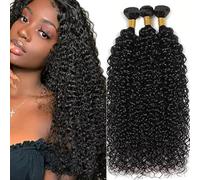 Hxxcoup Extension Humano Cabello Human Hair Bundles Kinky Curly Double Weft 1B Natural Black Minimal Tangle Unprocessed Brasileñ Virgin Hair for Woman 3 Bundle Total 300g 18 20 22 Inch