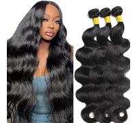Hxxcoup Extensiones de pelo humano ondulado, 26, 28 y 30 pulgadas, paquetes de pelo humano ondulado, extensiones de pelo humano para coser, extensiones de pelo natural negro para mujer, mínimo smell