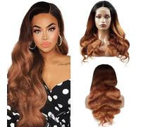 Hxxcoup Human Hair Wig 1B/4/30 Brown Body Wave 5x5 Lace Front Peluca de mujer de pelo real peluca de alta artesanía peluca Glueless Wig For Women 28 Zoll