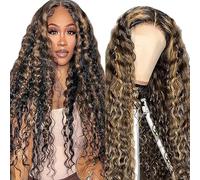 Hxxcoup Peluca de mujer de pelo auténtico humano, 13 x 4 cm, encaje frontal, rubia, onda profunda, cabello humano con cabello de bebé sin glueless para usar y ir con encaje para mujer, no Smell No