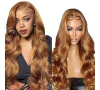 Hxxcoup Pelucas Cabello Natural 13x4 Lace Human Hair Wig #30 Light Brown Body Wave Pre Plucked Hairline with Baby Hair Unprocessed Hair Transparent Lace for Women Minimal Smell 22 Inch