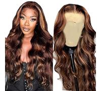 Hxxcoup Pelucas Cabello Natural 5x5 Lace Human Hair Wig P4/30 Highlight Brown Body Wave Pre Plucked Hairline with Baby Hair Unprocessed Hair Transparent Lace for Women Minimal Smell 22 Inch