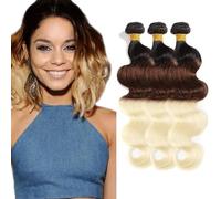 Hxxcoup Sew in Bundles Paquetes De Cabello Humano Human Hair Bundles Body Wave 1B4613 Ombre Blond Double Weft Extensions 26 28 30 Inch with Minimal Smell Minimal Tangle 100g/pc for Women