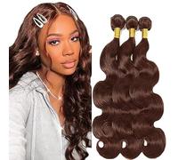 Hxxcoup Sew in Bundles Paquetes De Cabello Humano Human Hair Bundles Body Wave #4 Dark Brown Double Weft Extensions 26 28 30 Inch with Minimal Smell Minimal Tangle 100g/pc for Women