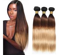 Hxxcoup Sew in Bundles Paquetes De Cabello Humano Human Hair Bundles Straight 1B427 Ombre Blond Double Weft Extensions 28 30 32 Inch with Minimal Smell Minimal Tangle 100g/pc for Women