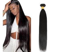 Hxxcoup Straight Bundles Human Hair Extension Tejiendo el pelo humano Double Weft Brazilian Virgin Human Hair 1B Natural Black Minimal Tangle & Shedding For Women 100g/1pc 22 Pulgada