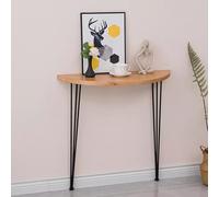 HXYhydrypd Consola de Media Luna con Tablero de Madera Maciza, Mesa de Entrada Estrecha y Semicircular, for Pasillo, Sala de Estar y Vestíbulo(Gold)