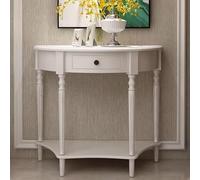 HXYhydrypd Consola de Media Luna de Madera Maciza con Cajón y Estante Inferior, for Pasillo, Sala de Estar y Vestíbulo(White,80cm/31in)