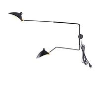 HXYSXHJUO Aplique de Pared de 2 Brazos con Interruptor, Enchufe y Cable, Pantallas Negras giratorias 360°, lámpara de Interior oscilante, Aplique Largo Ajustable, Estilo Industrial Vintage,