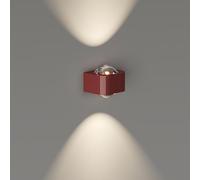 HXYSXHJUO Aplique de Pared LED Cuadrado Moderno, Foco de Doble Globo de Cristal, lámpara de construcción de Hierro, luz Minimalista para Pasillo, Entrada, Dormitorio, baño (Rojo)
