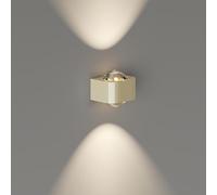 HXYSXHJUO Aplique de Pared LED Cuadrado Moderno, Foco de Doble Globo de Cristal, lámpara de construcción de Hierro, luz Minimalista para Pasillo, Entrada, Dormitorio, baño (Beige)