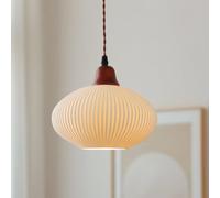 HXYSXHJUO Lámpara Colgante de cerámica, lámpara de Techo Colgante de Madera, Luces suspendidas, Farol Blanco Moderno, pequeña lámpara de araña E27, luz Colgante para Sala de Estar, restauran