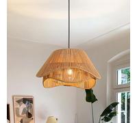 HXYSXHJUO Lámpara Colgante de ratán costero de 40 cm con Cuerda de cáñamo Tejida en Beige. Elegante lámpara de Techo de Mimbre para Isla de Cocina, Comedor y Sala de Estar.