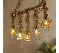 HXYSXHJUO Lámpara Colgante de Restaurante American Retro Hemp Rope HT Campana de música Pastoral Mostrador de Caja Bar Cafetería Tetería con Leche Tienda de Ropa Planta Decoración Lámpara de