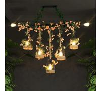 HXYSXHJUO Lámpara Colgante de Restaurante American Retro Hemp Rope HT Campana de música Pastoral Mostrador de Caja Bar Cafetería Tetería con Leche Tienda de Ropa Planta Decoración Lámpara de