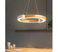 HXYSXHJUO Lámpara Colgante LED Moderna, Ajustable, de Madera y Metal, para Comedor, Cocina, salón, Pantalla acrílica Redonda de 48 cm, iluminación Brillante de 6000 K, decoración.