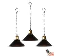 HXYSXHJUO Lámpara Colgante portátil Recargable - Lámpara Colgante inalámbrica a batería con Control Remoto, lámpara de araña Negra para jardín, Porche y Patio (Paquete de 3)